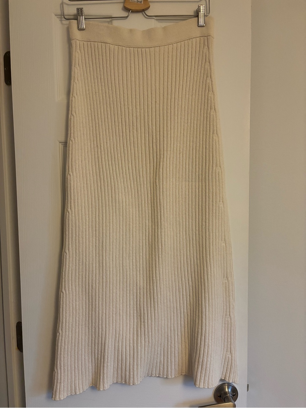 Zara Cream Ribbed Maxi Skirt with Decorative Trim - Picture 8 of 8